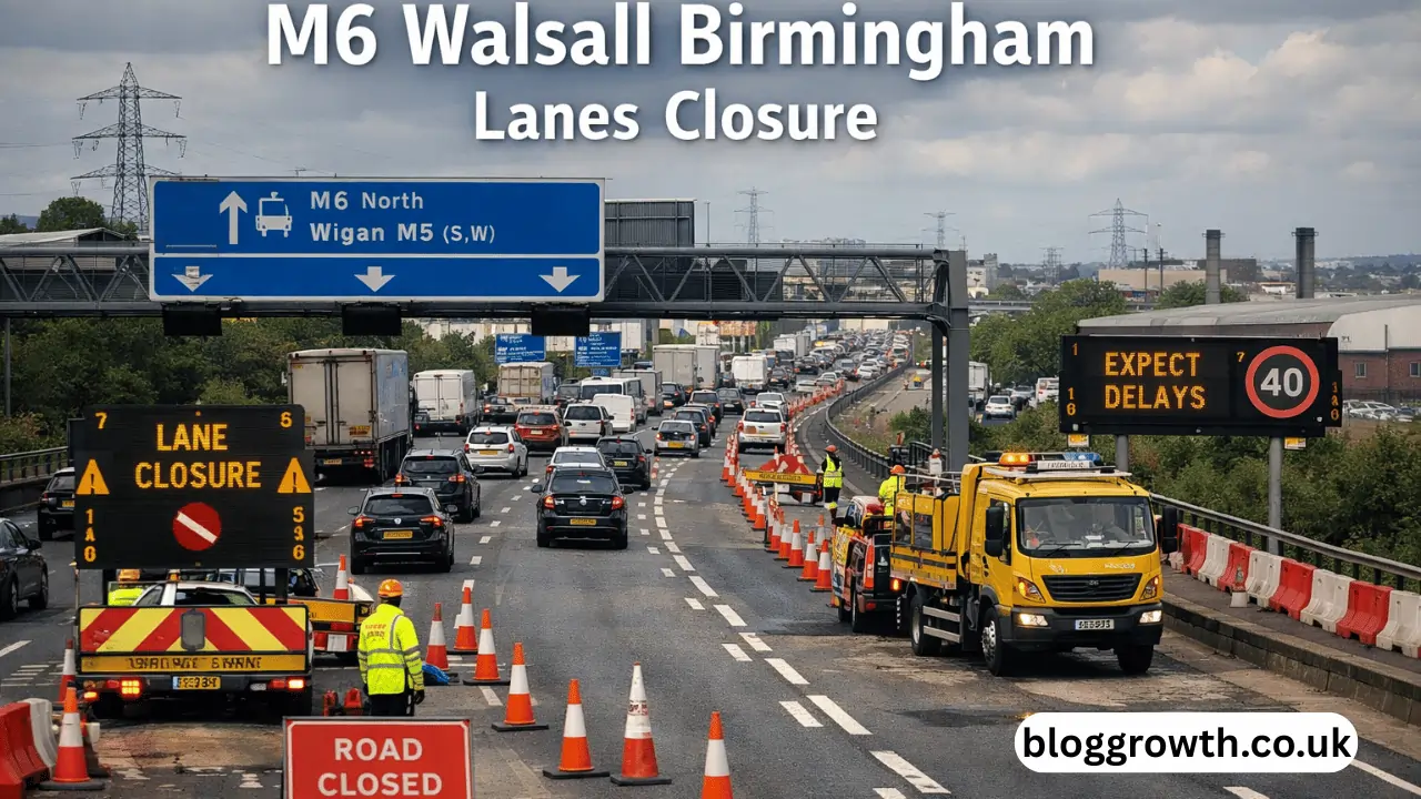 m6 walsall birmingham lanes closure